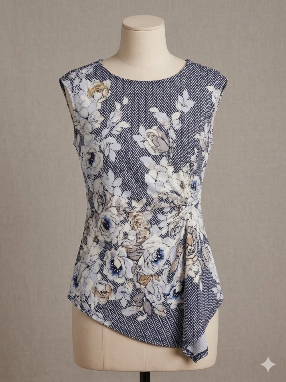 White House Black Market Floral Sleeveless Blouse Print Dressy Top